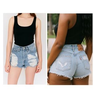 Levi’s Vintage 90’s Distressed Cutoff Shorts, 26 per measurement (tag size 28)